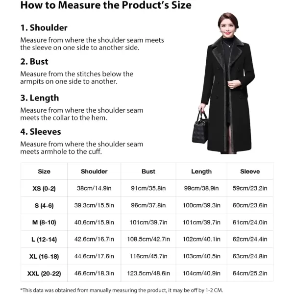 IDEALSANXUN Fur Collar Wool Coats for Women Double Breasted Long Peacoat Jackets 20231black