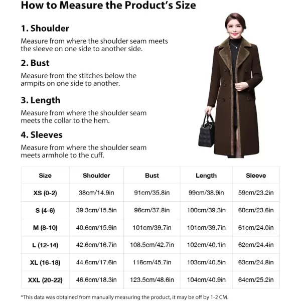 IDEALSANXUN Fur Collar Wool Coats for Women Double Breasted Long Peacoat Jackets 20231brown