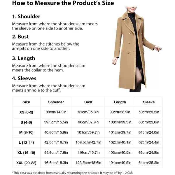 IDEALSANXUN Fur Collar Wool Coats for Women Double Breasted Long Peacoat Jackets 20231camel