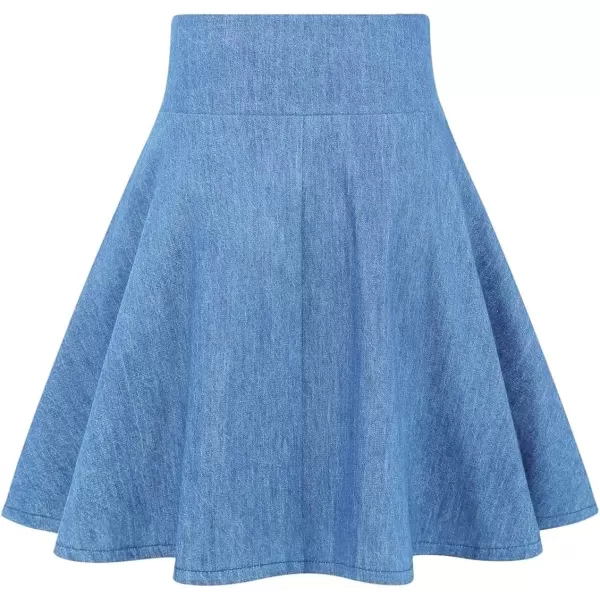 IDEALSANXUN Gothic Plaid Mini Skirts for Women 2024 Short High Waist Plaid SkirtsDenim Light Blue