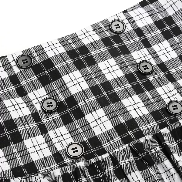 IDEALSANXUN Gothic Plaid Mini Skirts for Womens Short High Waist Plaid Skirts2plaid Black