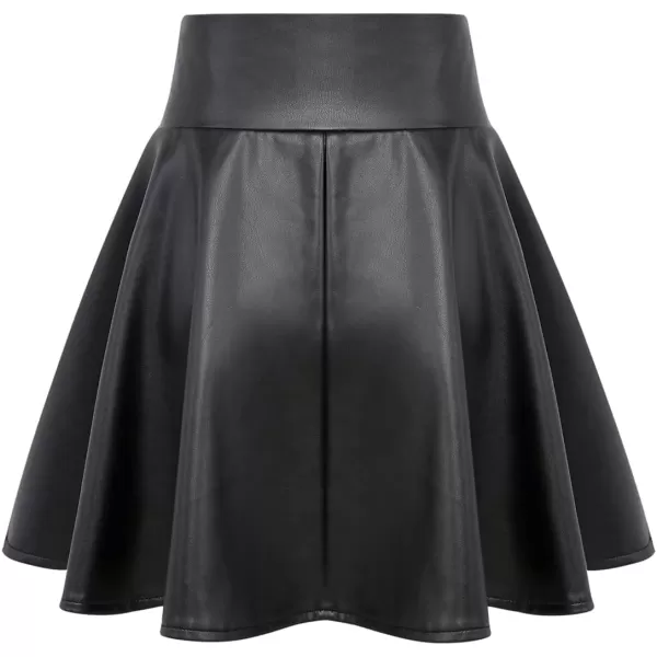 IDEALSANXUN Gothic Plaid Mini Skirts for Womens Short High Waist Plaid SkirtsLeather Black