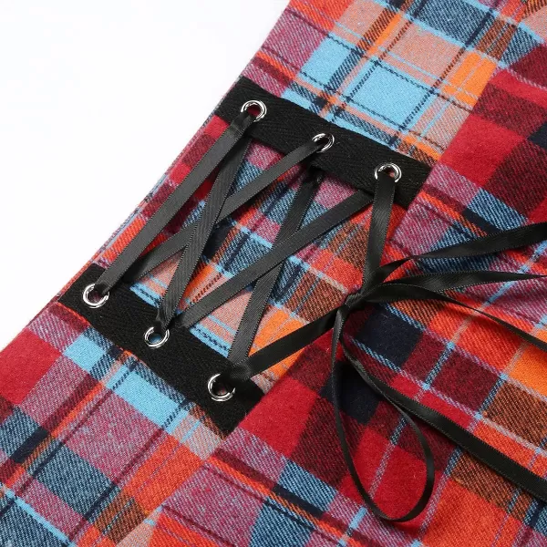 IDEALSANXUN Gothic Plaid Mini Skirts for Womens Short High Waist Plaid SkirtsMulticolor