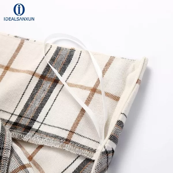 IDEALSANXUN Gothic Plaid Mini Skirts for Womens Short High Waist Plaid SkirtsPlaid Beige