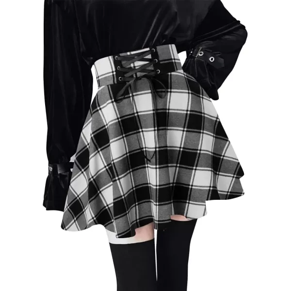 IDEALSANXUN Gothic Plaid Mini Skirts for Womens Short High Waist Plaid SkirtsPlaid Black
