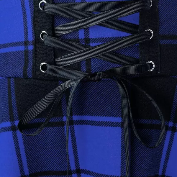 IDEALSANXUN Gothic Plaid Mini Skirts for Womens Short High Waist Plaid SkirtsPlaid Blue