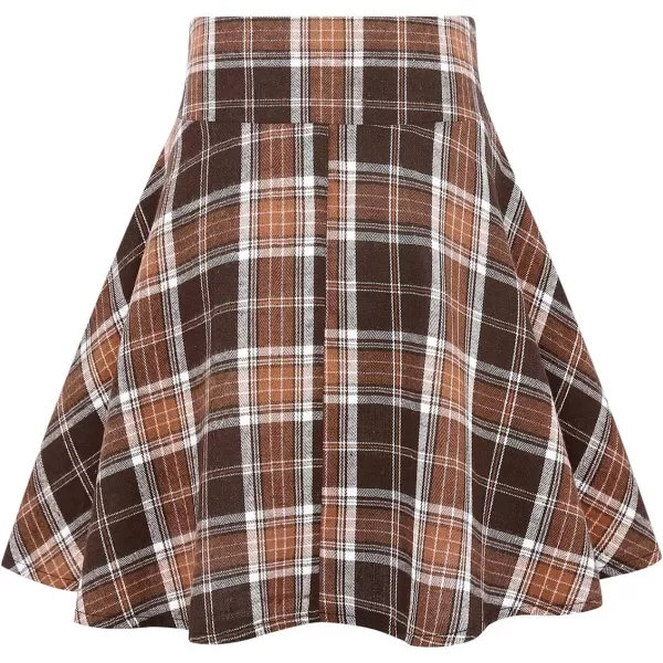 IDEALSANXUN Gothic Plaid Mini Skirts for Womens Short High Waist Plaid SkirtsPlaid Brown New