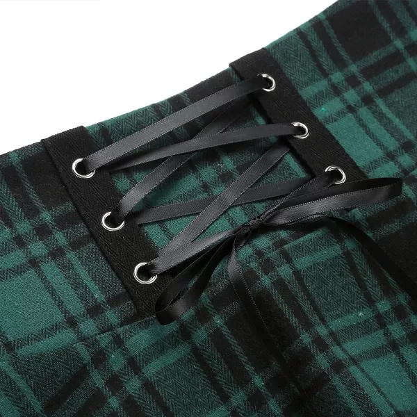 IDEALSANXUN Gothic Plaid Mini Skirts for Womens Short High Waist Plaid SkirtsPlaid Green 02