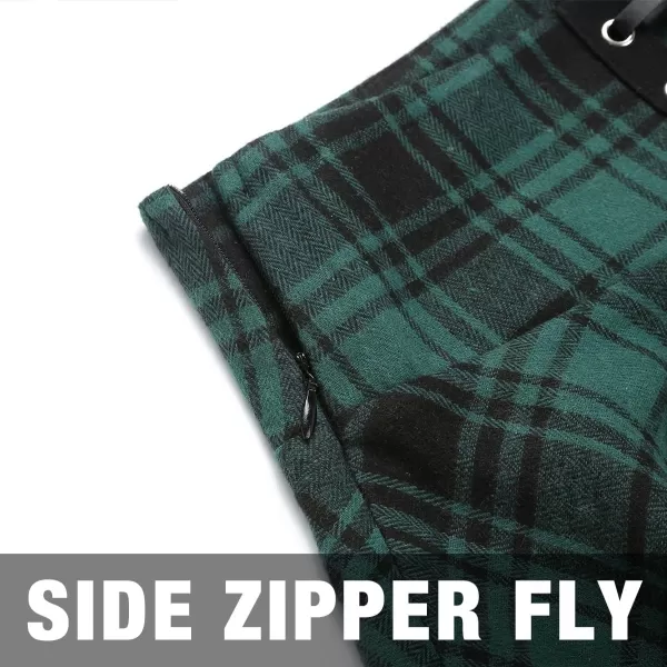 IDEALSANXUN Gothic Plaid Mini Skirts for Womens Short High Waist Plaid SkirtsPlaid Green 02