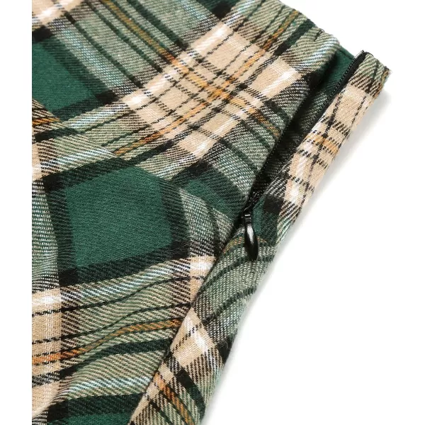 IDEALSANXUN Gothic Plaid Mini Skirts for Womens Short High Waist Plaid SkirtsPlaid Green 03