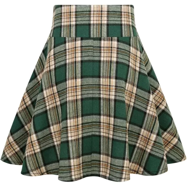 IDEALSANXUN Gothic Plaid Mini Skirts for Womens Short High Waist Plaid SkirtsPlaid Green 03