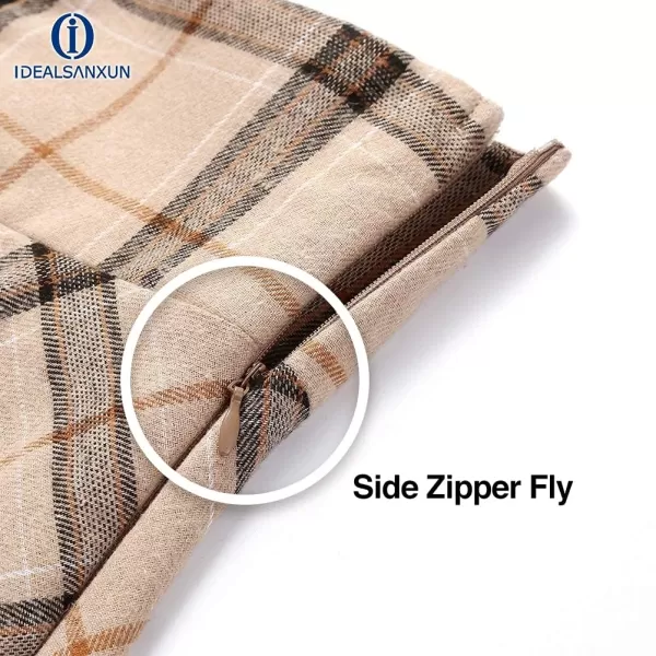 IDEALSANXUN Gothic Plaid Mini Skirts for Womens Short High Waist Plaid SkirtsPlaid Khaki