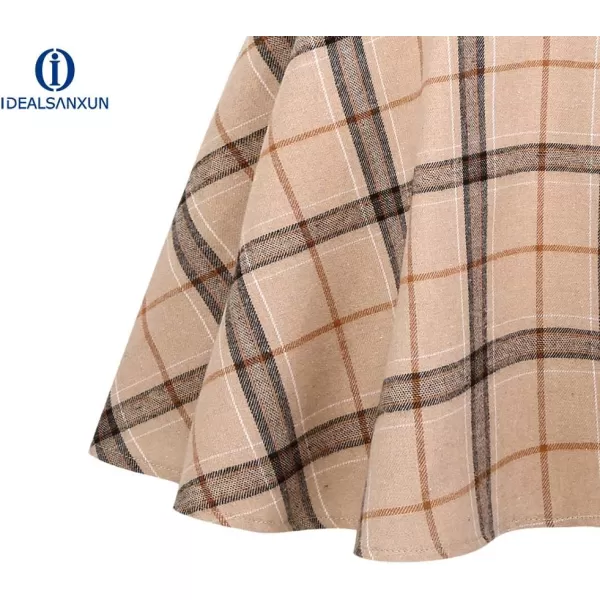 IDEALSANXUN Gothic Plaid Mini Skirts for Womens Short High Waist Plaid SkirtsPlaid Khaki