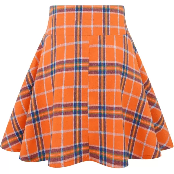 IDEALSANXUN Gothic Plaid Mini Skirts for Womens Short High Waist Plaid SkirtsPlaid Orange