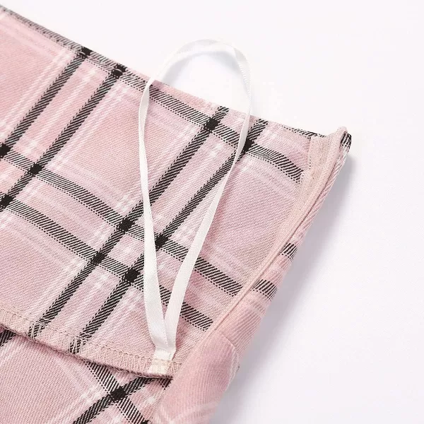 IDEALSANXUN Gothic Plaid Mini Skirts for Womens Short High Waist Plaid SkirtsPlaid Pink