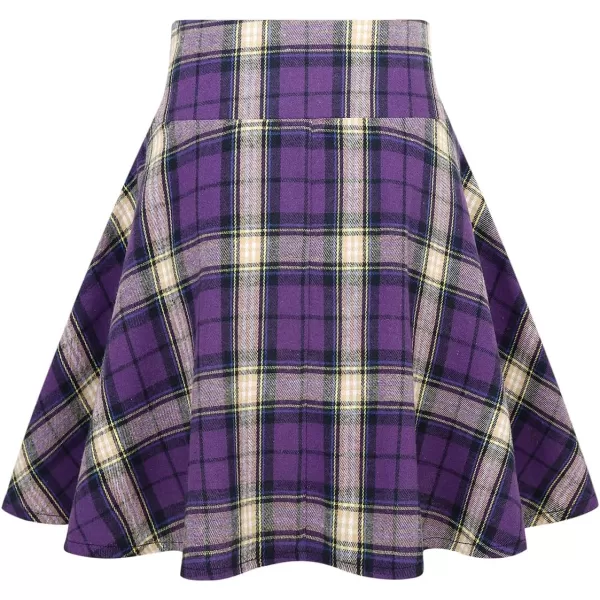 IDEALSANXUN Gothic Plaid Mini Skirts for Womens Short High Waist Plaid SkirtsPlaid Purple 01