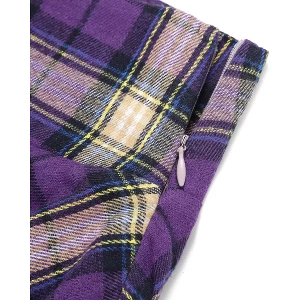 IDEALSANXUN Gothic Plaid Mini Skirts for Womens Short High Waist Plaid SkirtsPlaid Purple 01