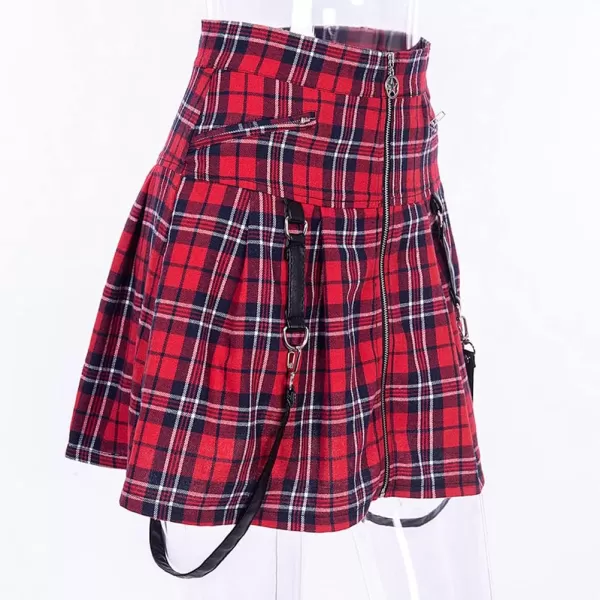 IDEALSANXUN Gothic Plaid Mini Skirts for Womens Short High Waist Plaid SkirtsPlaid Red 1916