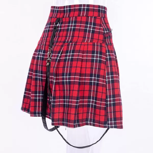 IDEALSANXUN Gothic Plaid Mini Skirts for Womens Short High Waist Plaid SkirtsPlaid Red 1916