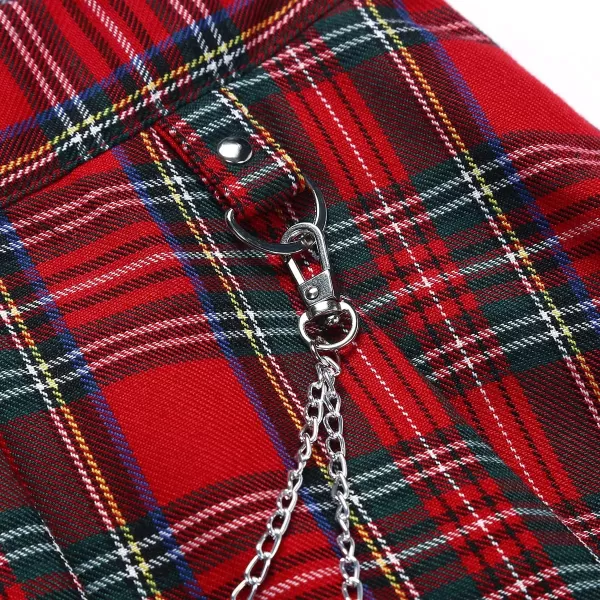 IDEALSANXUN Gothic Plaid Mini Skirts for Womens Short High Waist Plaid SkirtsPlaid Red 808