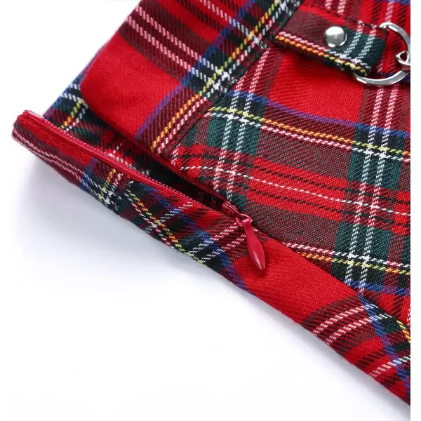 IDEALSANXUN Gothic Plaid Mini Skirts for Womens Short High Waist Plaid SkirtsPlaid Red 808