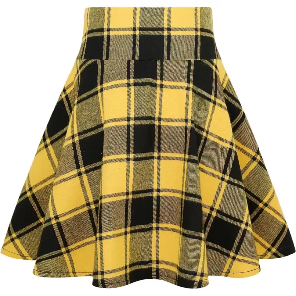 IDEALSANXUN Gothic Plaid Mini Skirts for Womens Short High Waist Plaid SkirtsPlaid Yellow 01