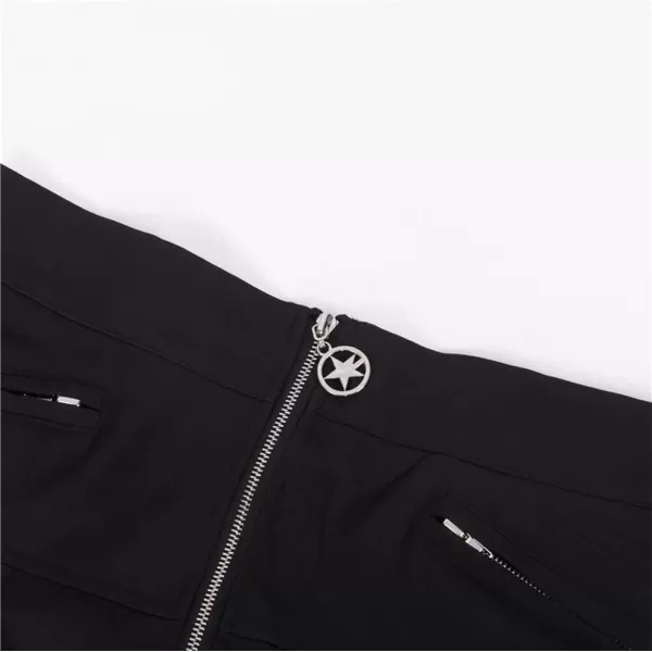 IDEALSANXUN Gothic Plaid Mini Skirts for Womens Short High Waist Plaid SkirtsPure Black 1916