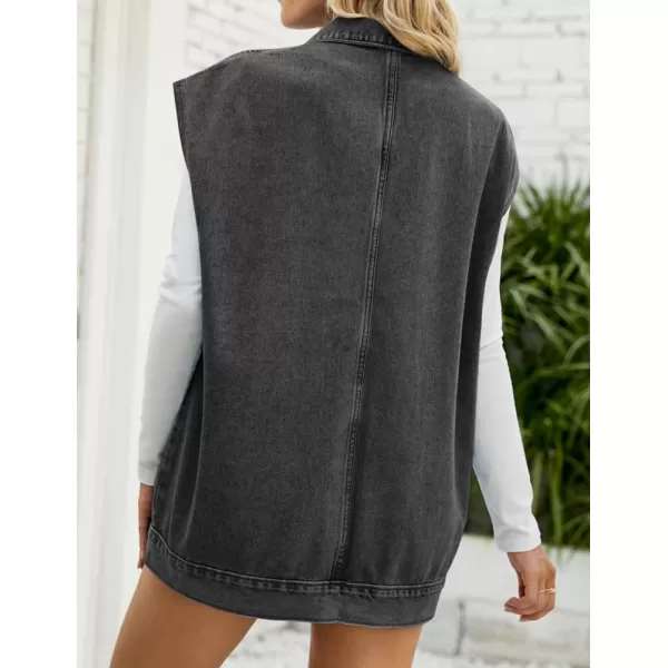 IDEALSANXUN Jean Vest for Women Fashion Oversized Jean Jacket Denim Vest Casual Sleeveless Tops Jackets WaistcoatGrey
