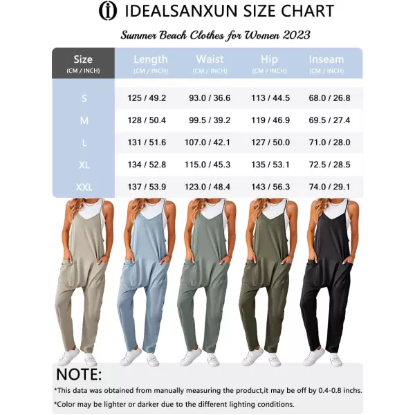 IDEALSANXUN Jumpsuits for Women Wide Leg Spaghetti Strap Cotton Stretchy Overalls Romper 2023Army