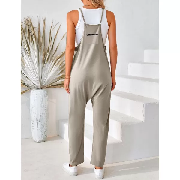 IDEALSANXUN Jumpsuits for Women Wide Leg Spaghetti Strap Cotton Stretchy Overalls Romper 2023Grey