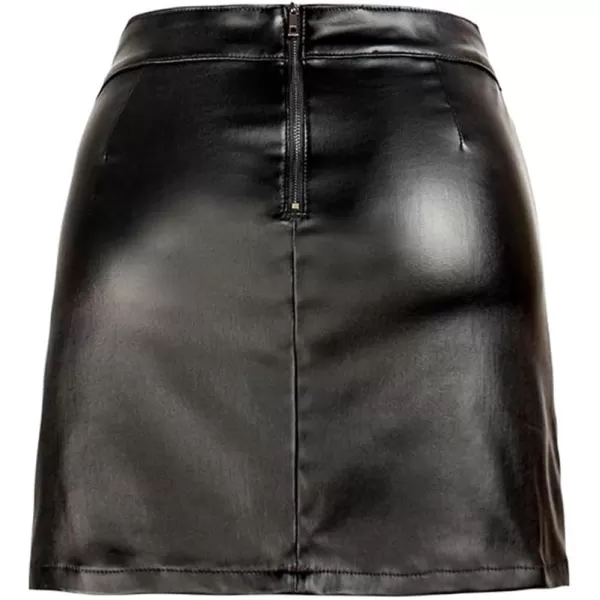 IDEALSANXUN Leather Skirts for Women 2023 Fall Winter High Waisted Bodycon Pencil Sexy Mini Skirt with SlitBlack