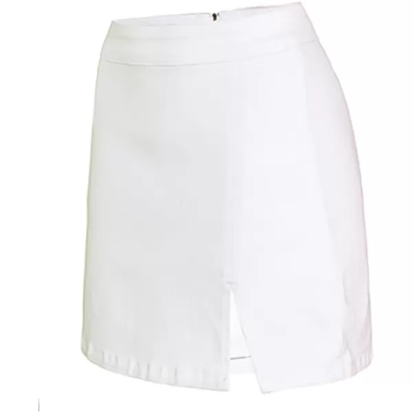 IDEALSANXUN Leather Skirts for Women 2023 Fall Winter High Waisted Bodycon Pencil Sexy Mini Skirt with SlitWhite