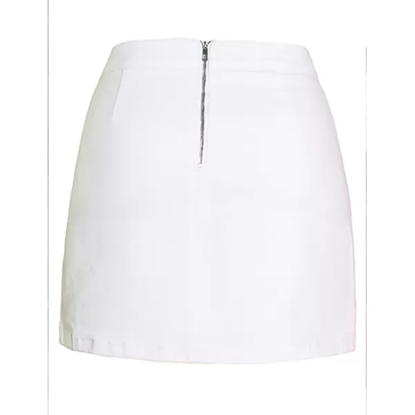IDEALSANXUN Leather Skirts for Women 2023 Fall Winter High Waisted Bodycon Pencil Sexy Mini Skirt with SlitWhite