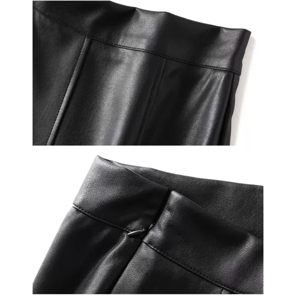 IDEALSANXUN Leather Skirts for Women Trendy High Waisted A Line Pu Leather Midi SkirtBlack