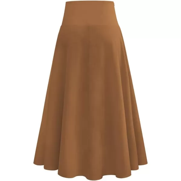 IDEALSANXUN Long Skirts for Women Trendy Summer High Waisted Slit Ruffle Beach Flowy Maxi SkirtBrown