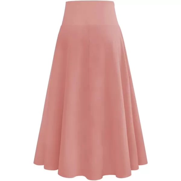 IDEALSANXUN Long Skirts for Women Trendy Summer High Waisted Slit Ruffle Beach Flowy Maxi SkirtPink