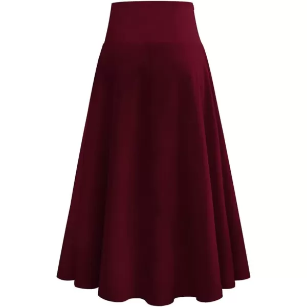 IDEALSANXUN Long Skirts for Women Trendy Summer High Waisted Slit Ruffle Beach Flowy Maxi SkirtWine