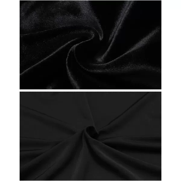 IDEALSANXUN Long Velvet Pencil Skirts for Women Warm Fall Winter High Waisted Stretch Ruffle Mermaid Bodycon Maxi SkirtBlack