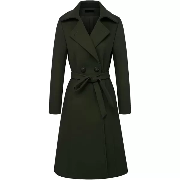 IDEALSANXUN Long Wool Coats for Women Double Breasted Vintage Fall Winter Pea Coat JacketsArmy