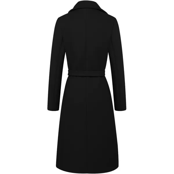 IDEALSANXUN Long Wool Coats for Women Double Breasted Vintage Fall Winter Pea Coat JacketsBlack