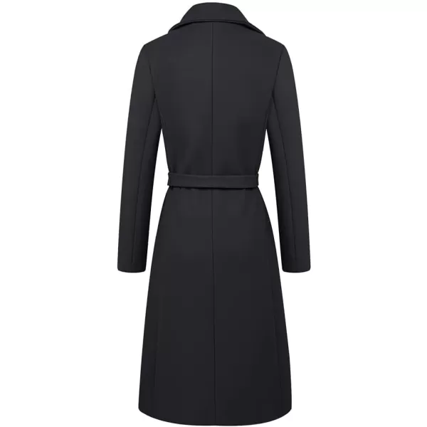 IDEALSANXUN Long Wool Coats for Women Double Breasted Vintage Fall Winter Pea Coat JacketsDark Grey