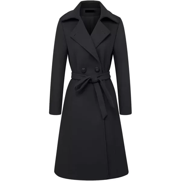 IDEALSANXUN Long Wool Coats for Women Double Breasted Vintage Fall Winter Pea Coat JacketsDark Grey