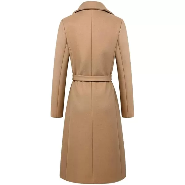 IDEALSANXUN Long Wool Coats for Women Double Breasted Vintage Fall Winter Pea Coat JacketsKhaki