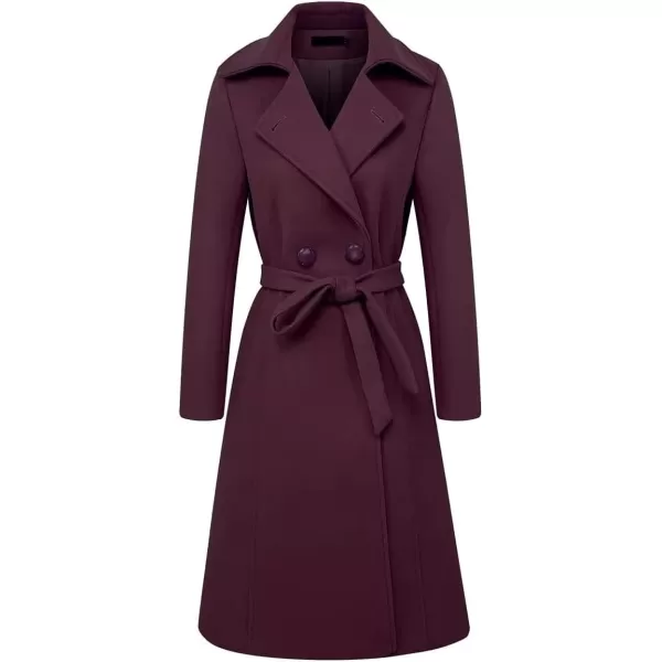 IDEALSANXUN Long Wool Coats for Women Double Breasted Vintage Fall Winter Pea Coat JacketsPurple
