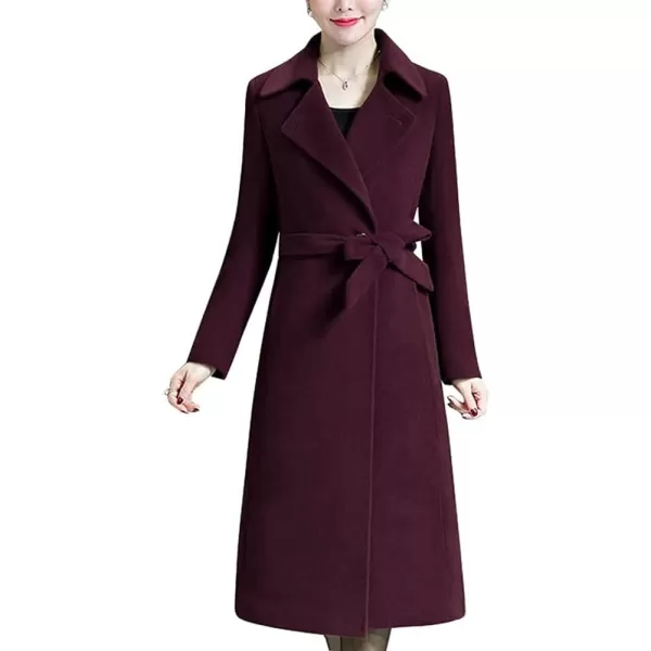 IDEALSANXUN Long Wool Coats for Women Double Breasted Vintage Fall Winter Pea Coat JacketsPurple