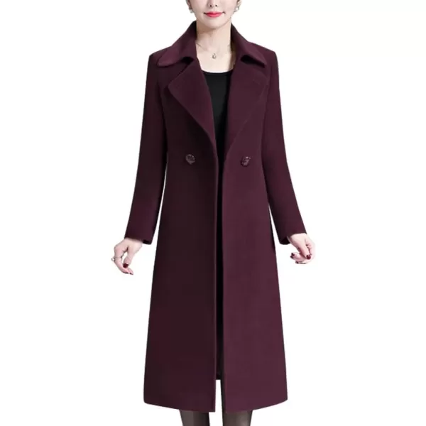 IDEALSANXUN Long Wool Coats for Women Double Breasted Vintage Fall Winter Pea Coat JacketsPurple