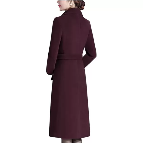 IDEALSANXUN Long Wool Coats for Women Double Breasted Vintage Fall Winter Pea Coat JacketsPurple