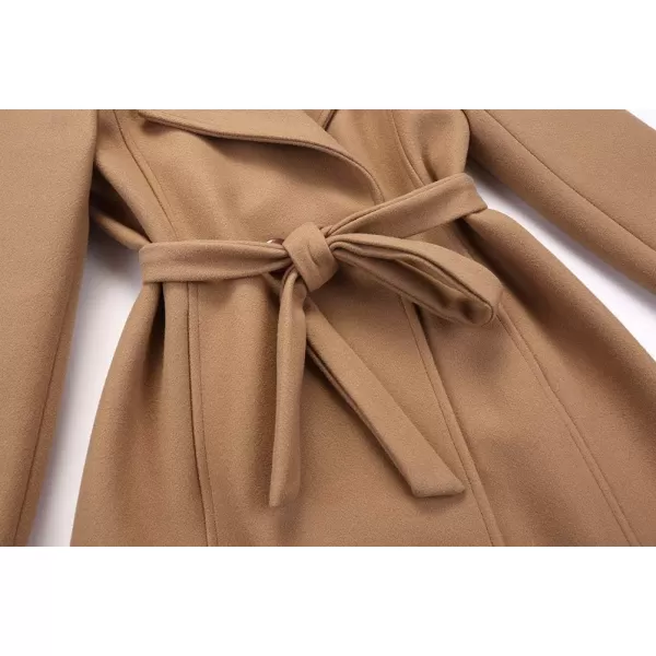 IDEALSANXUN Long Wool Jackets for Womens Faux Fur Collar Slim Fit Pea Coat OutwearKhaki