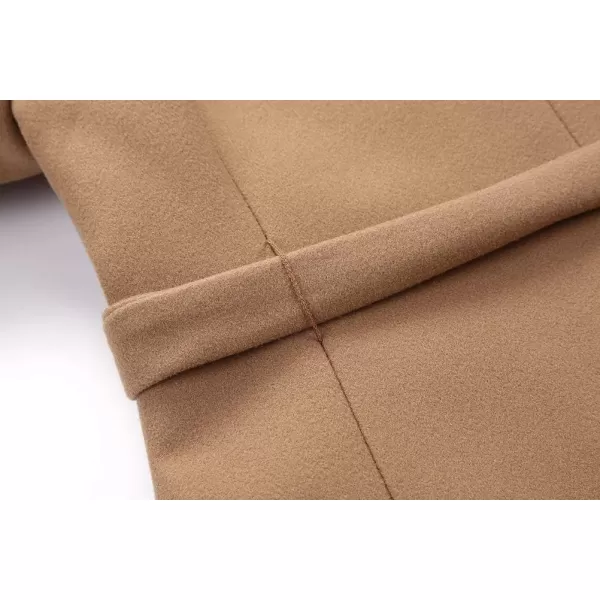 IDEALSANXUN Long Wool Jackets for Womens Faux Fur Collar Slim Fit Pea Coat OutwearKhaki