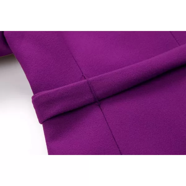 IDEALSANXUN Long Wool Jackets for Womens Faux Fur Collar Slim Fit Pea Coat OutwearPurple